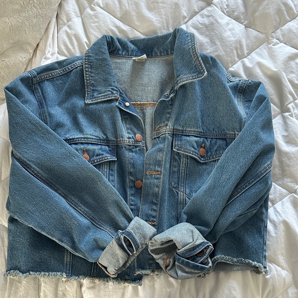 PINK Victoria's Secret Blue Denim Cropped Jacket